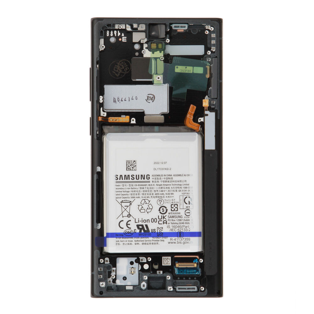 Módulo Pantalla Display incl. battery (Original) - Phantom Black, Samsung Galaxy S22 Ultra; SM-S908 Original Service Pack GH82-27487A