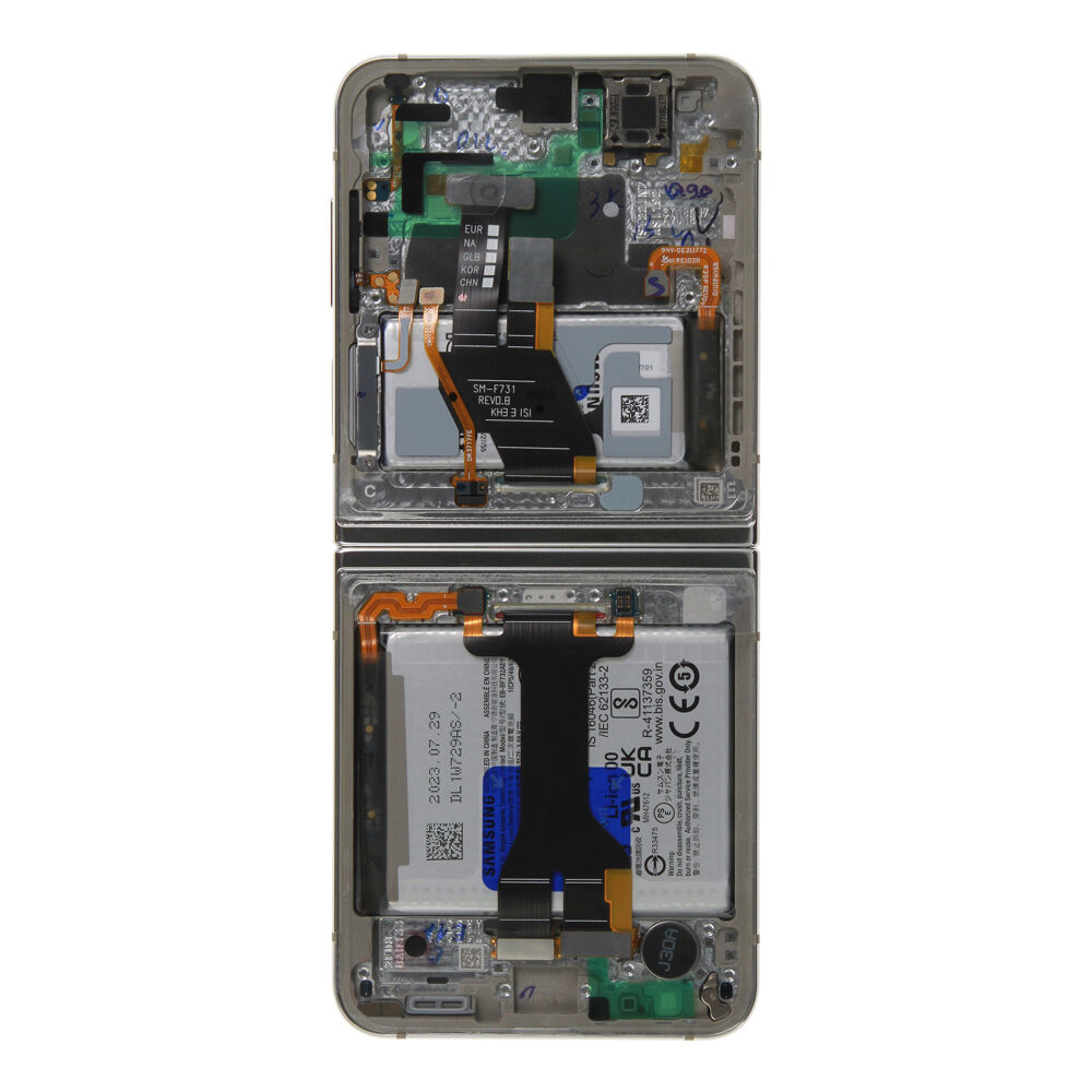 Módulo Pantalla Display incl. Battery (Original) - Cream, Samsung Samsung Galaxy Z Flip5; SM-F731 Original Service Pack GH82-31830B