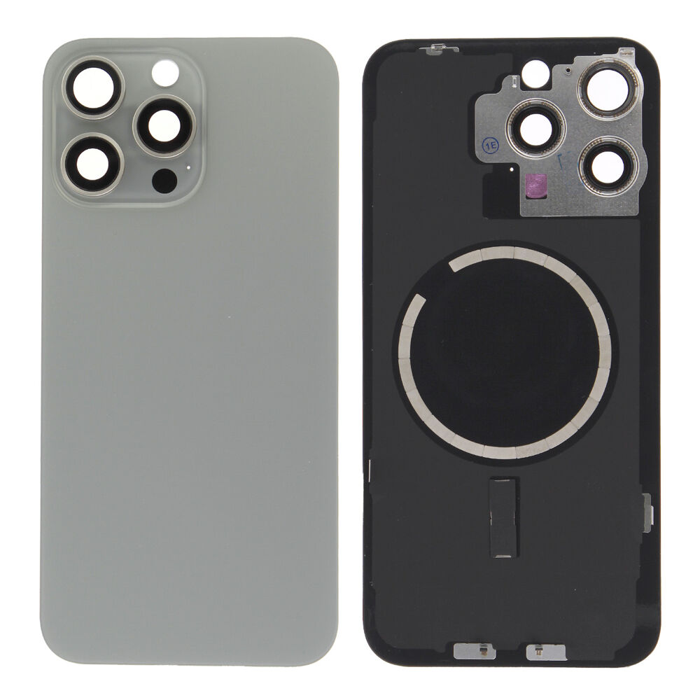 Rear Cover kit (excl. Logo) - Grey, For iPhone 15 Pro Max