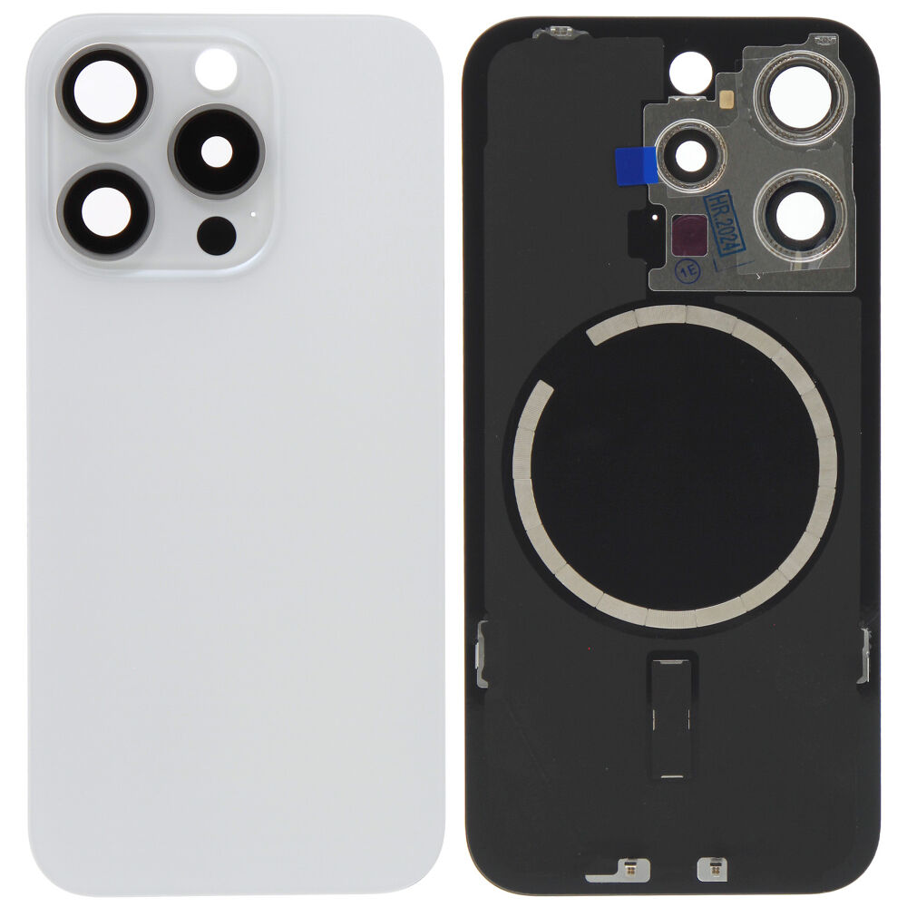 Rear Cover (excl. Logo) - White, For iPhone 15 Pro