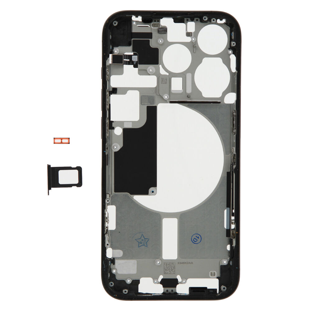 Middle Frame (Pulled A) excl. small parts - Black, For iPhone 15 Pro