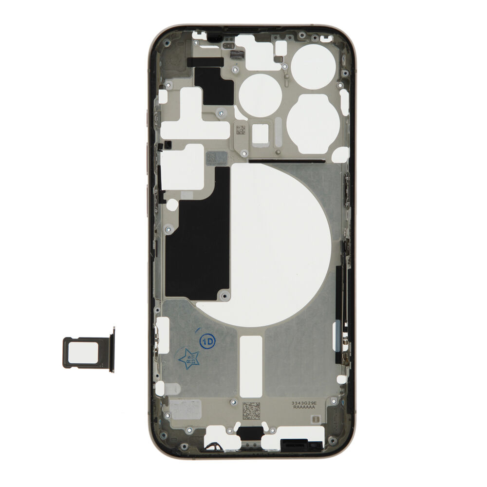 Middle Frame (Pulled A) excl. small parts - Grey, For iPhone 15 Pro