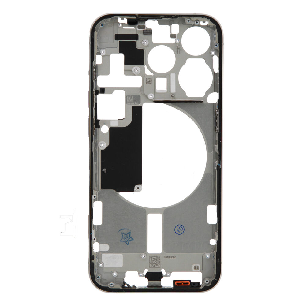 Middle Frame (Pulled A) excl. small parts - White, For iPhone 15 Pro