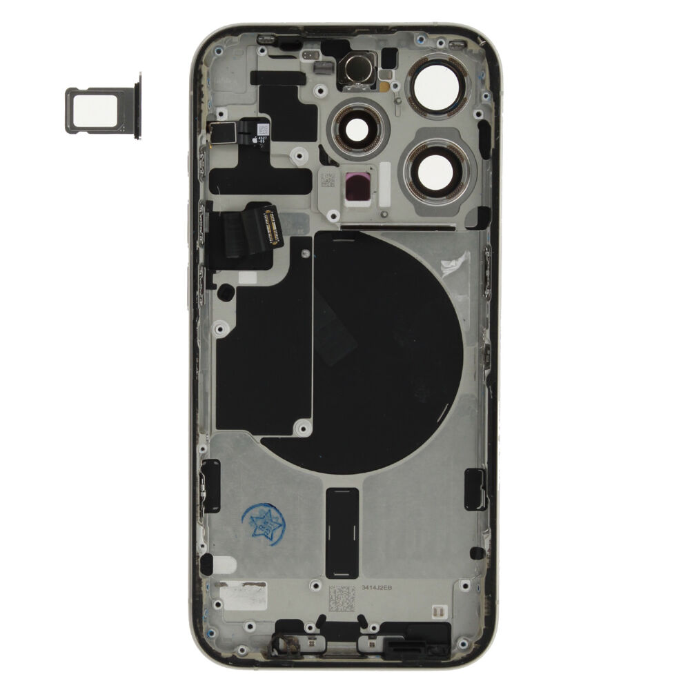 Rear Cover (Pulled A) excl. small parts - White, For iPhone 15 Pro