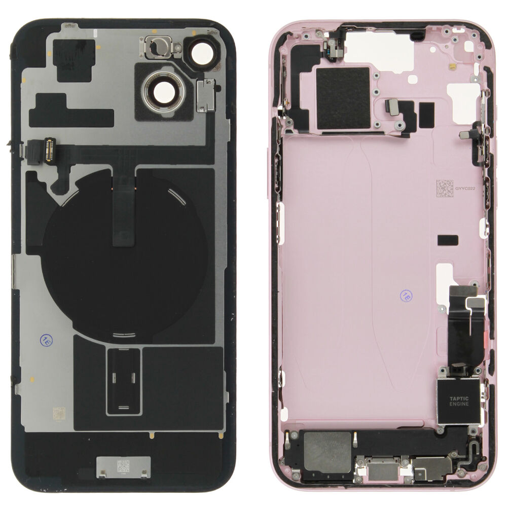 Rear Cover (Pulled A) incl. small parts - Pink, For iPhone 15 Plus