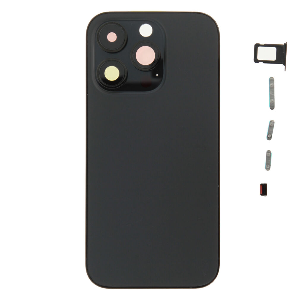 Rear Cover (excl. Logo) - Black, For iPhone 14 Pro