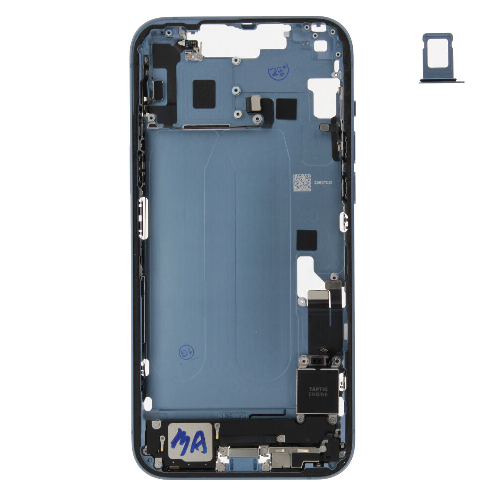 Middle Frame (Pulled A) incl. small parts - Blue, For iPhone 14 Plus