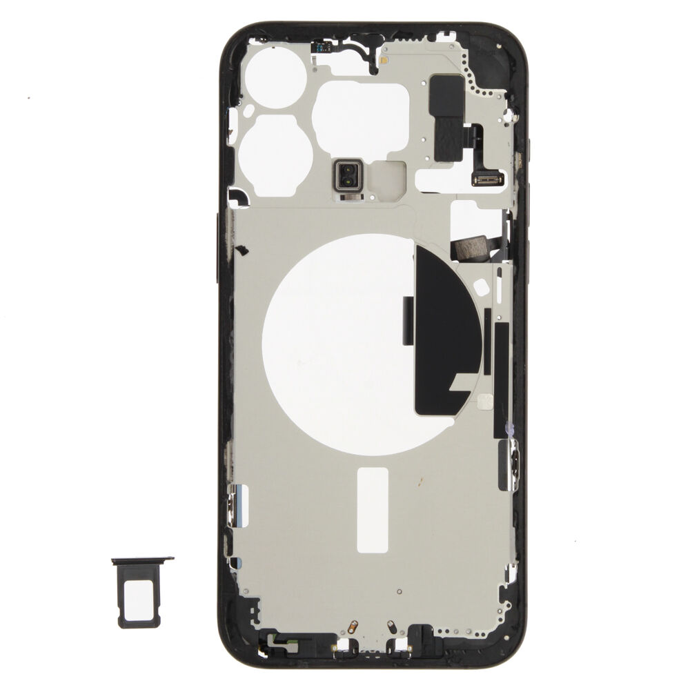 Middle Frame (Pulled A) incl. small parts - Black, For iPhone 15 Pro Max