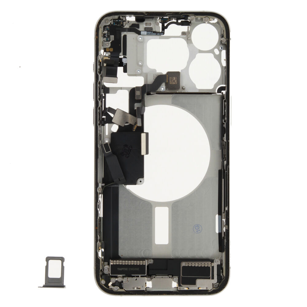 Middle Frame (Pulled A) incl. small parts - White, For iPhone 15 Pro Max