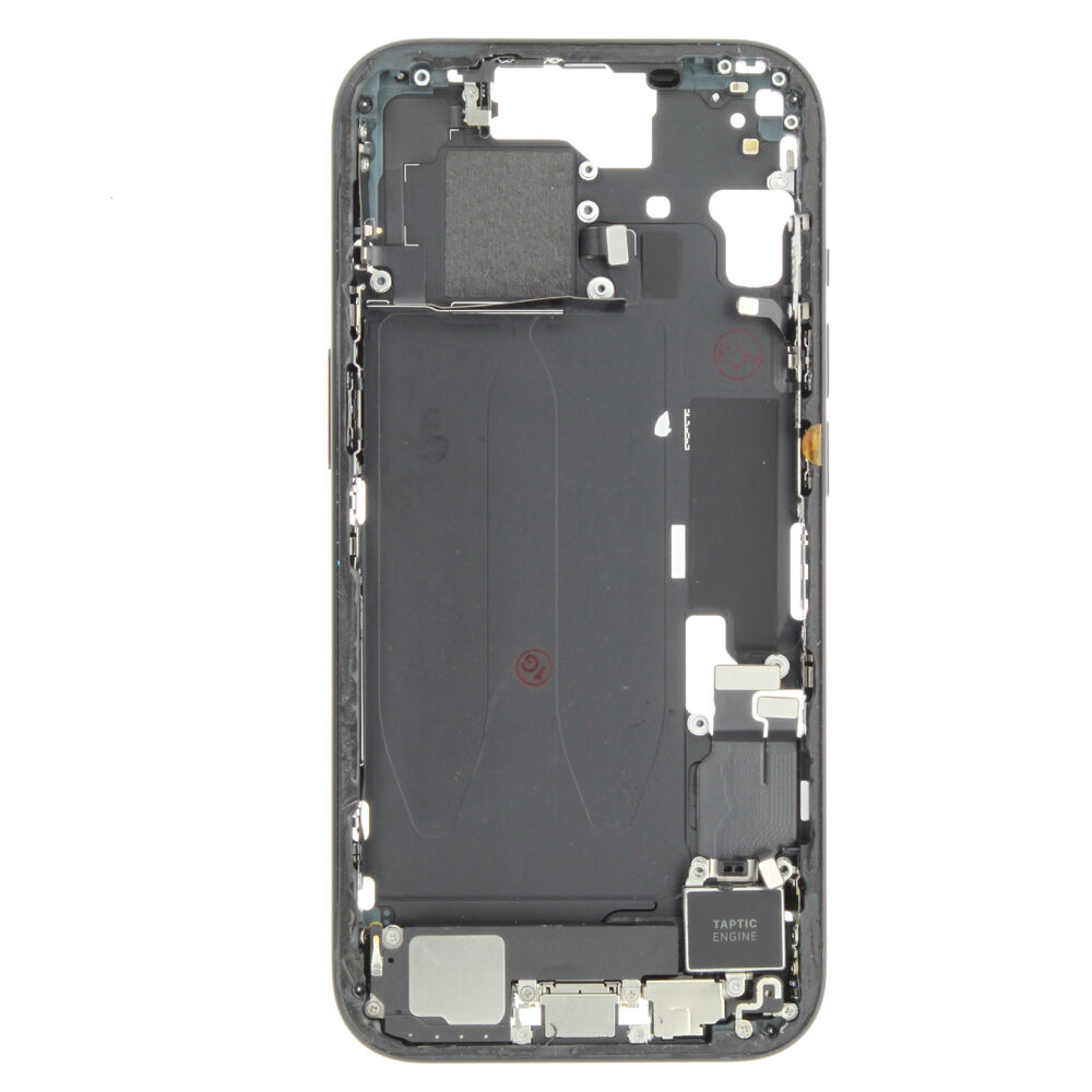 Middle Frame (Pulled A) incl. small parts - Black, For iPhone 15