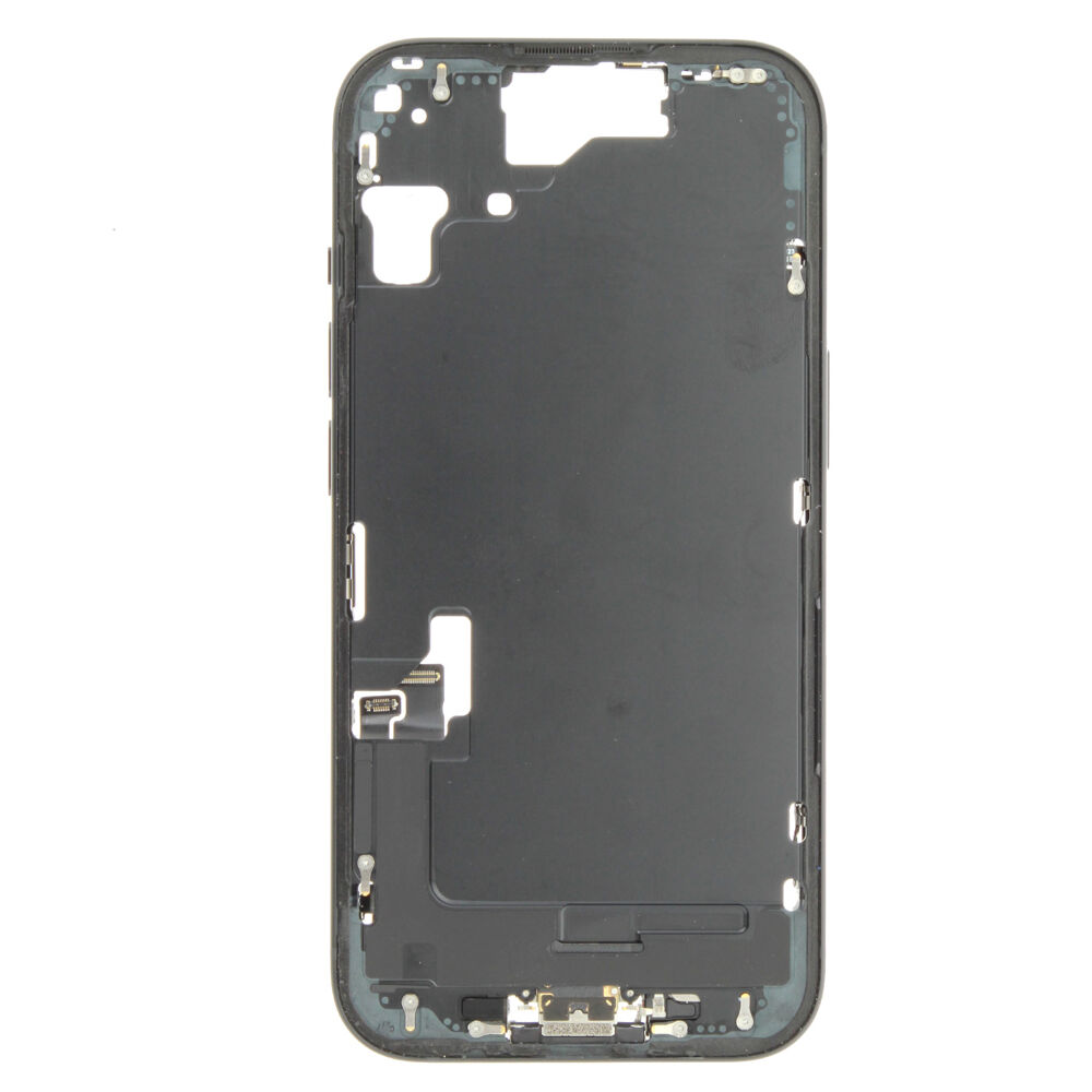 Middle Frame (Pulled C) incl. small parts - Black, For iPhone 15