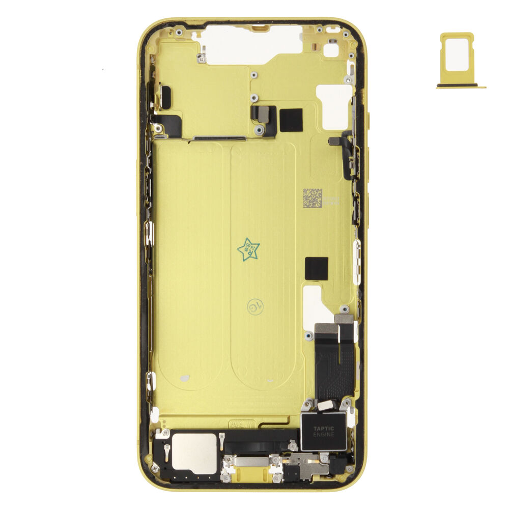 Middle Frame (Pulled C) incl. small parts - Yellow, For iPhone 14