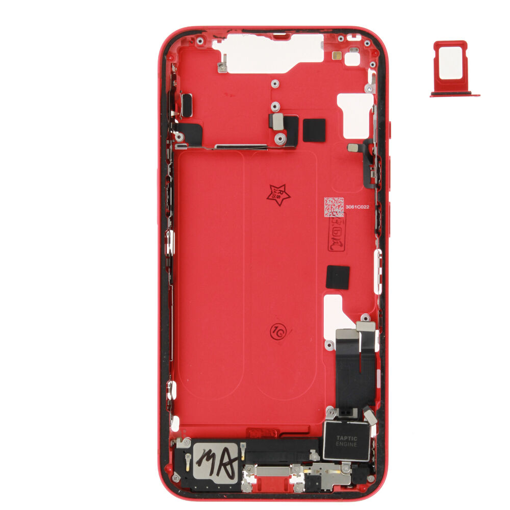 Middle Frame (Pulled C) incl. small parts - Red, For iPhone 14