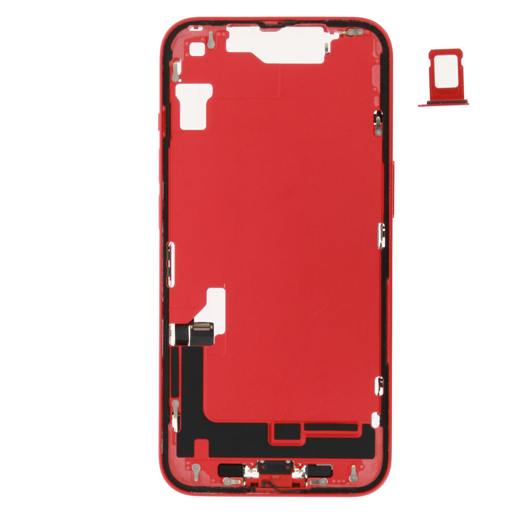 Middle Frame (Pulled A) incl. small parts - Red, For iPhone 14