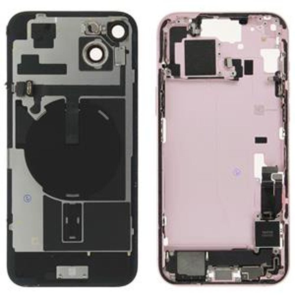 Rear Cover (Pulled B) incl. small parts - Pink, For iPhone 15 Plus