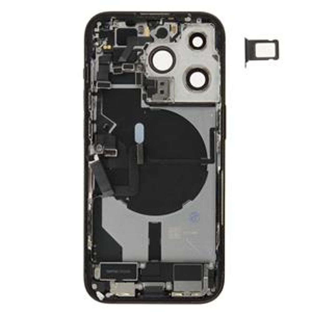 Rear Cover (Pulled B) incl. small parts - Black, For iPhone 14 Pro