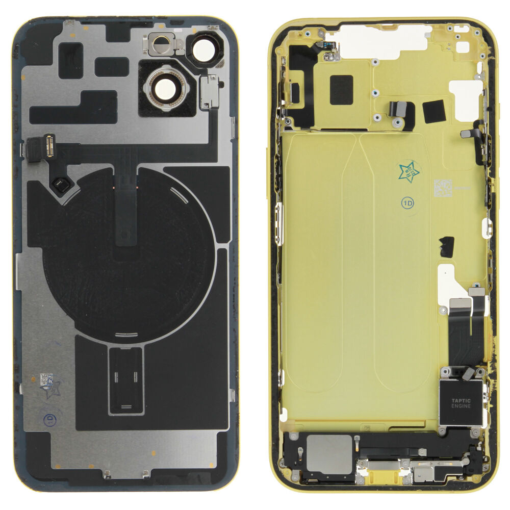Rear Cover (Pulled C) incl. small parts - Yellow, For iPhone 14 Plus