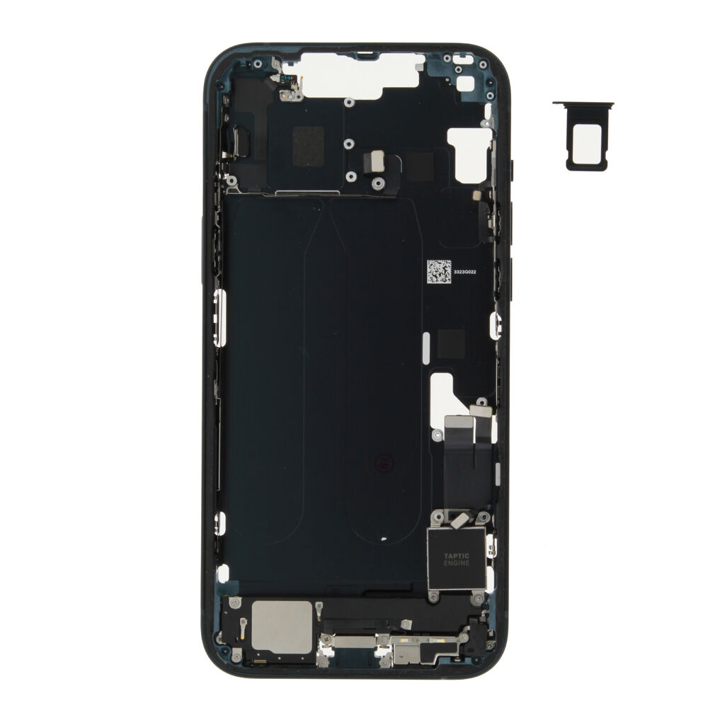 Middle Frame (Pulled A) incl. small parts - Black, For iPhone 14 Plus