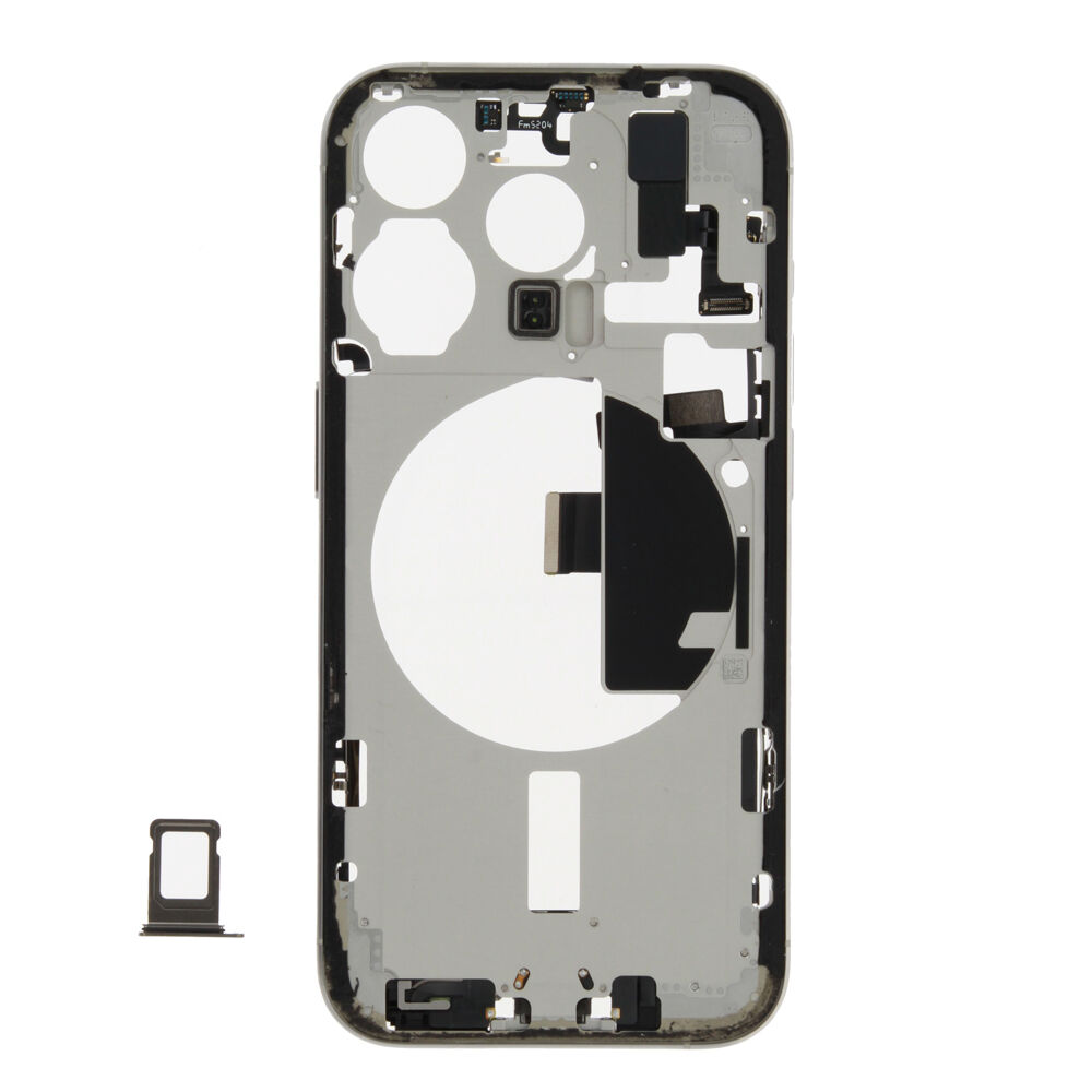 Middle Frame (Pulled A) incl. small parts - Grey, For iPhone 15 Pro