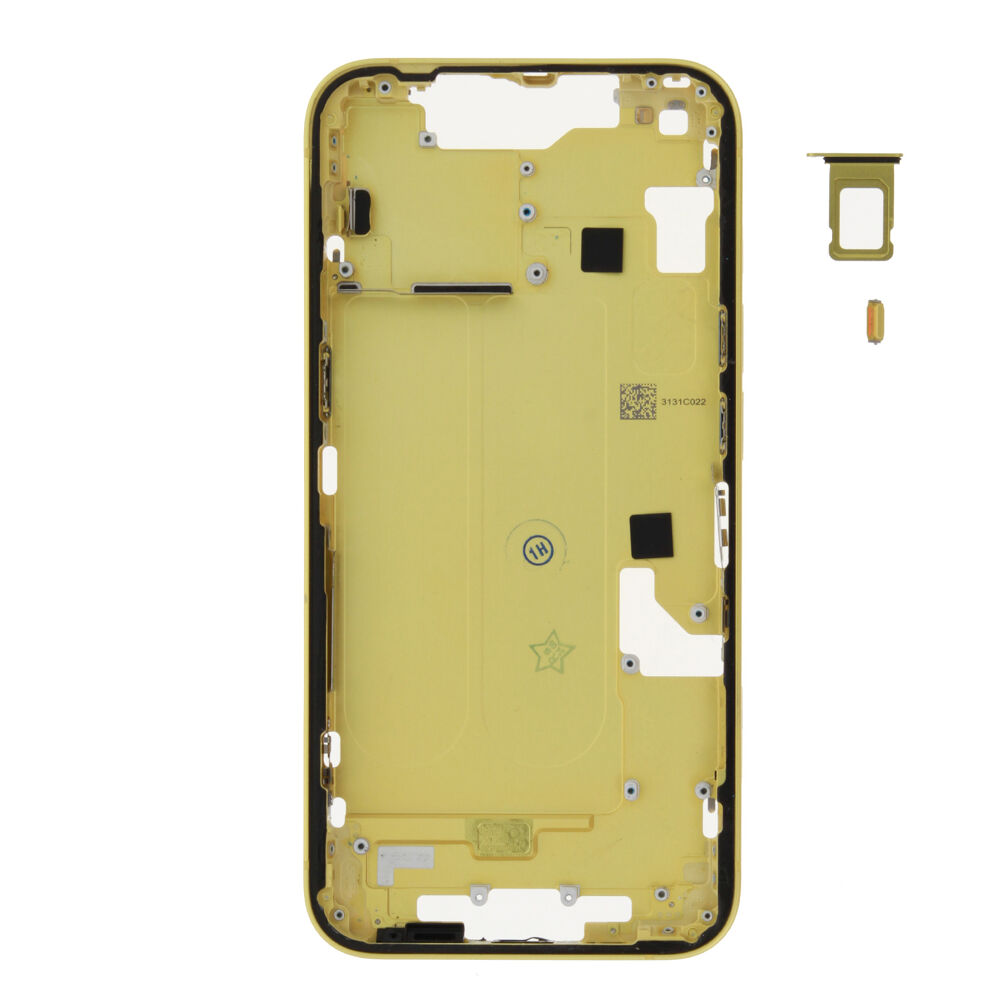 Middle Frame (Pulled A) excl. small parts - Yellow, For iPhone 14
