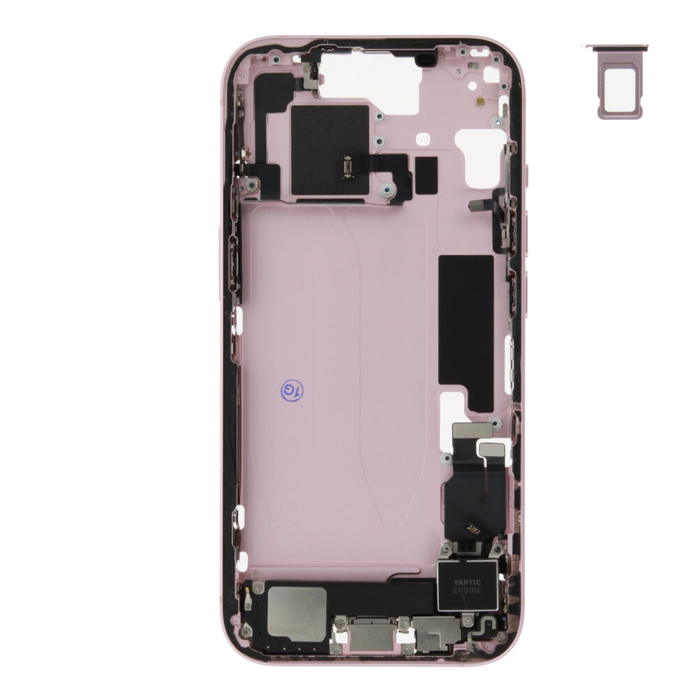 Middle Frame (Pulled A) incl. small parts - Pink, For iPhone 15