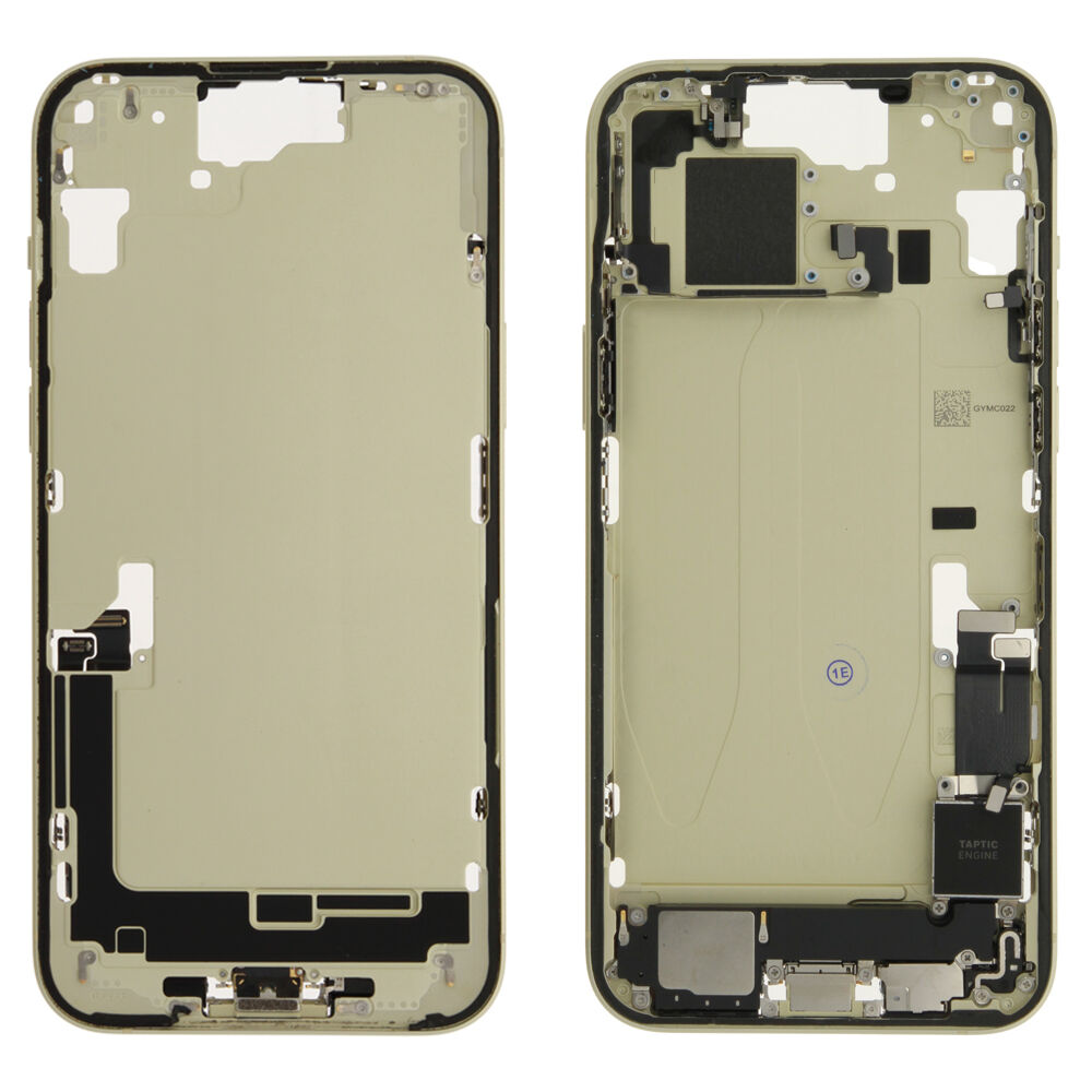 Rear Cover (Pulled C) incl. small parts - Yellow, For iPhone 15 Plus