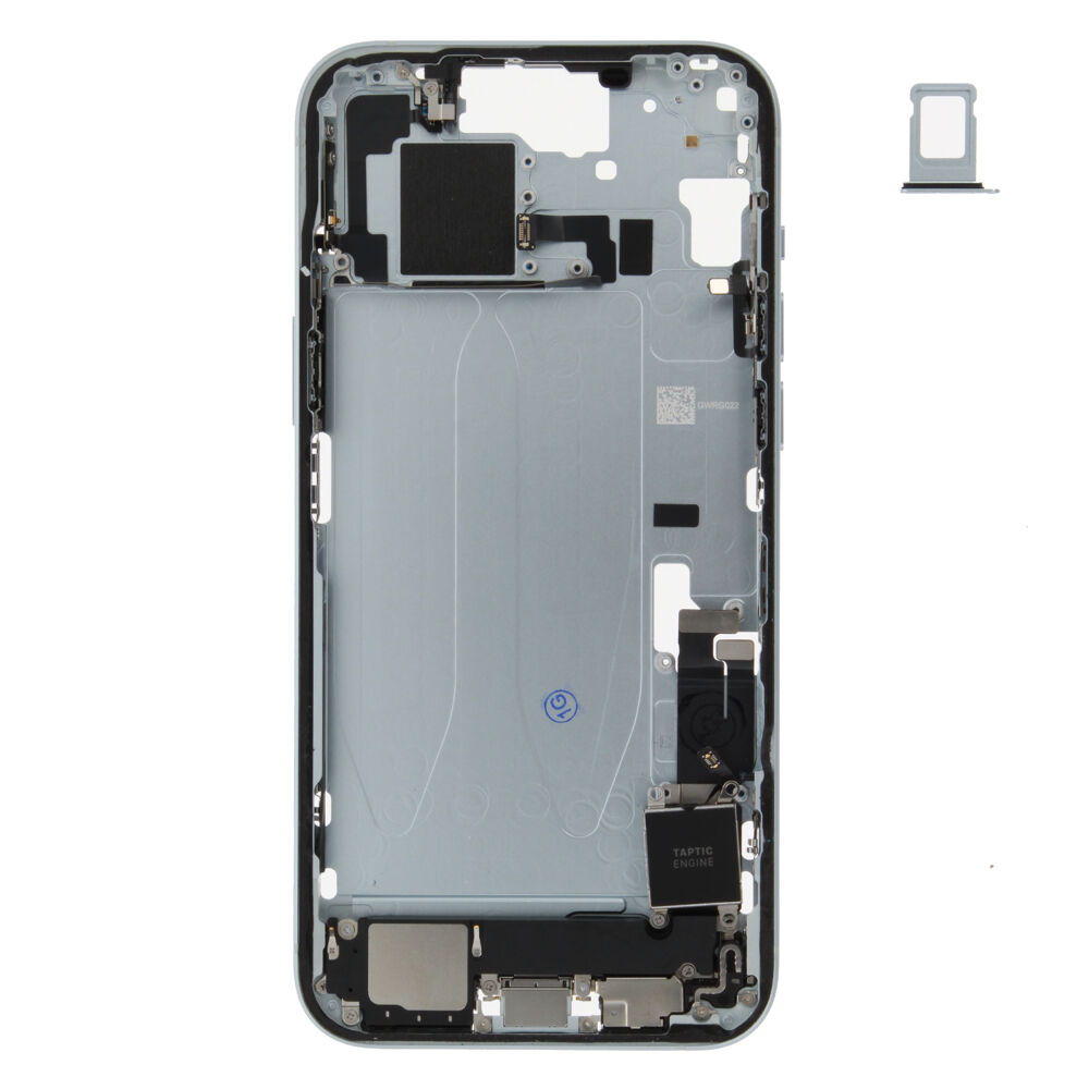 Middle Frame (Pulled C) incl. small parts - Blue, For iPhone 15 Plus