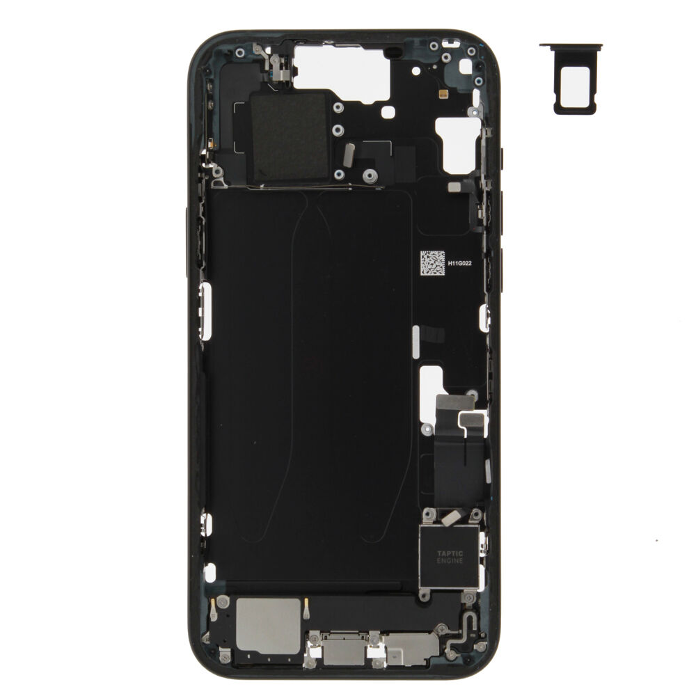 Middle Frame (Pulled C) incl. small parts - Black, For iPhone 15 Plus