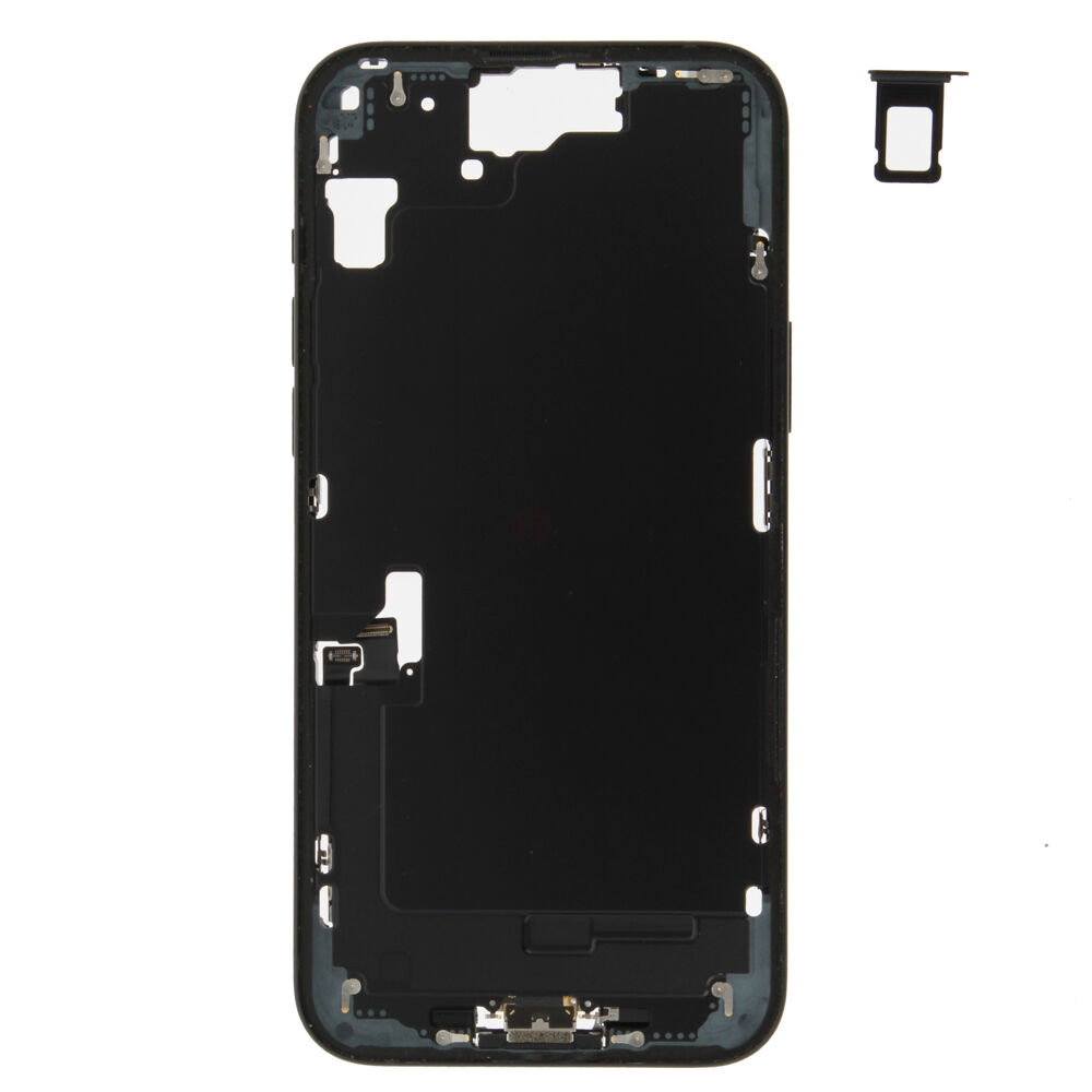 Middle Frame (Pulled C) incl. small parts - Black, For iPhone 15 Plus