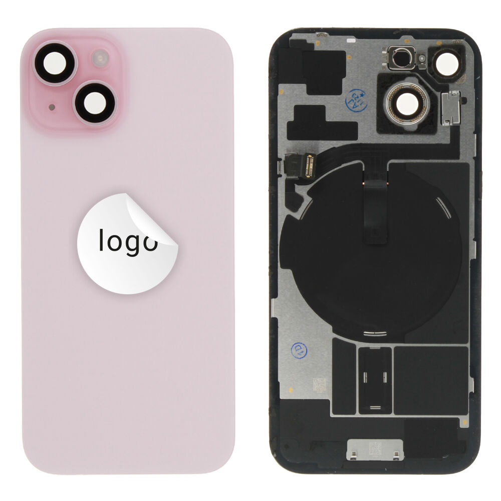 Rear Cover (Pulled C) incl. small parts - Pink, For iPhone 15