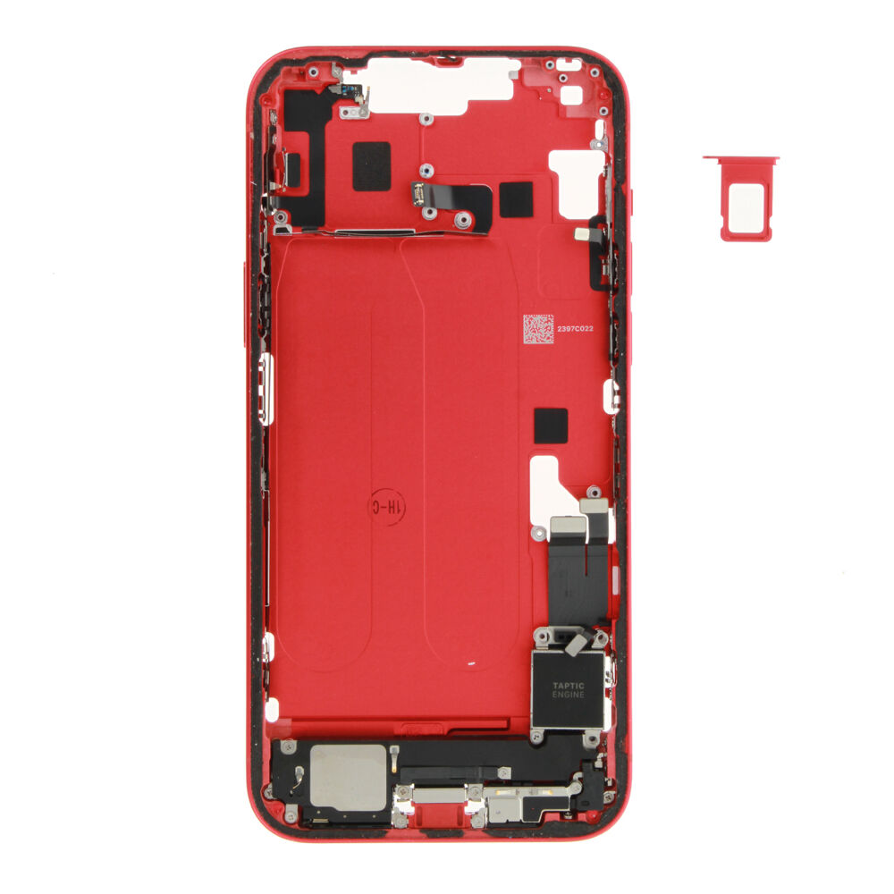 Middle Frame (Pulled A) incl. small parts - Red, For iPhone 14 Plus
