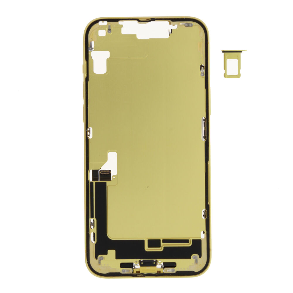 Middle Frame (Pulled C) incl. small parts - Yellow, For iPhone 14 Plus