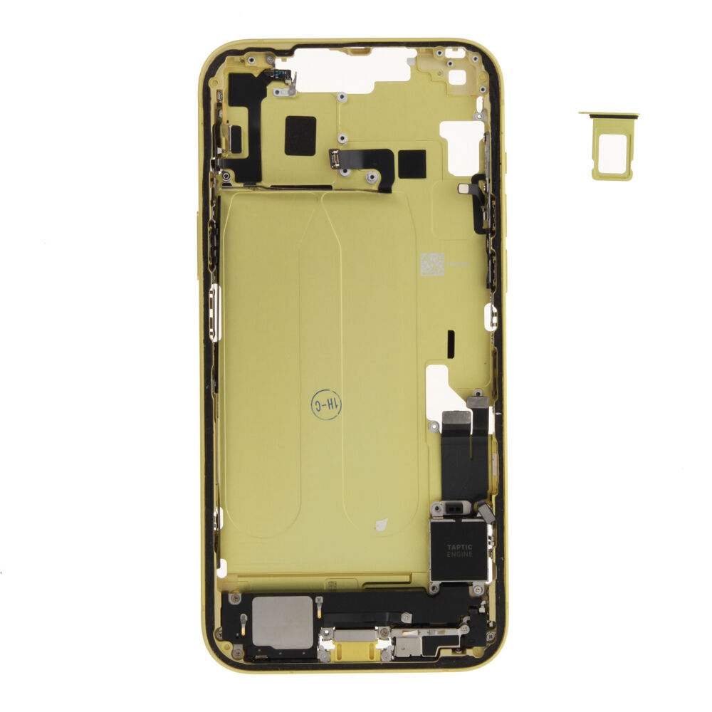 Middle Frame (Pulled C) incl. small parts - Yellow, For iPhone 14 Plus