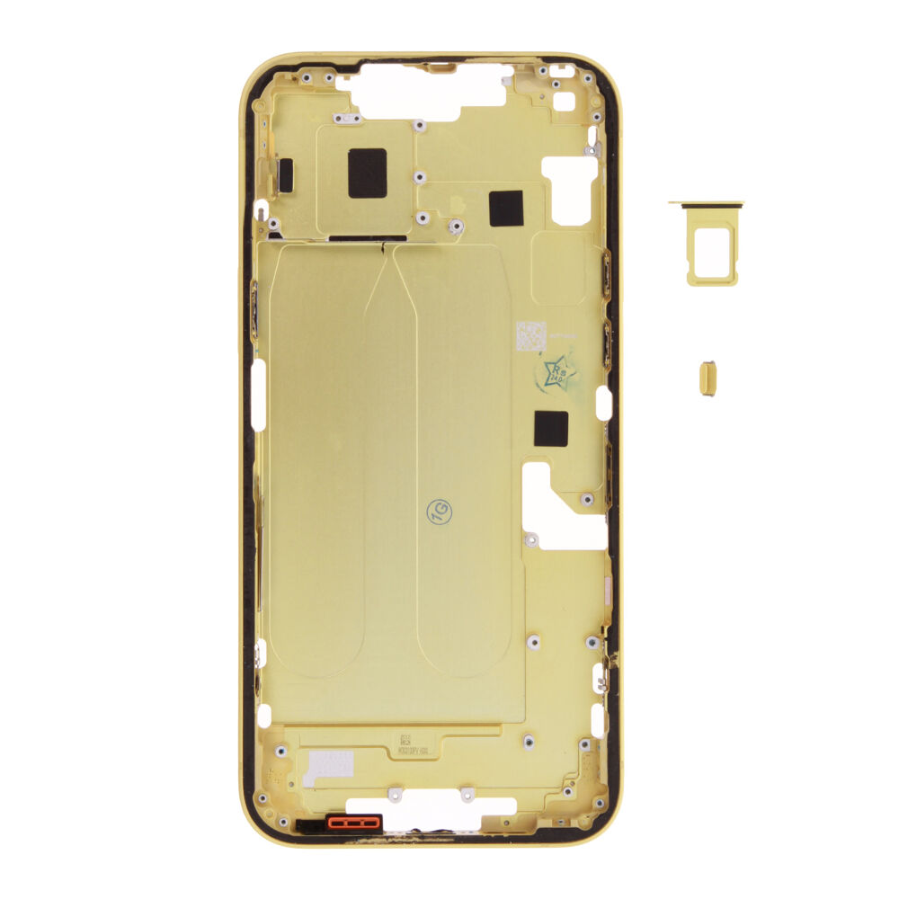 Middle Frame (Pulled A) excl. small parts - Yellow, For iPhone 14 Plus