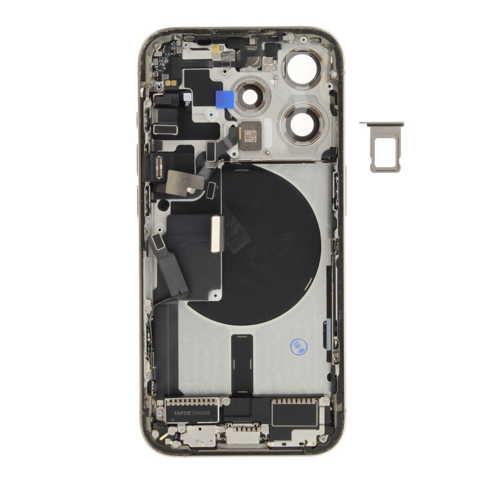 Rear Cover (Pulled C) incl. small parts - Grey, For iPhone 15 Pro