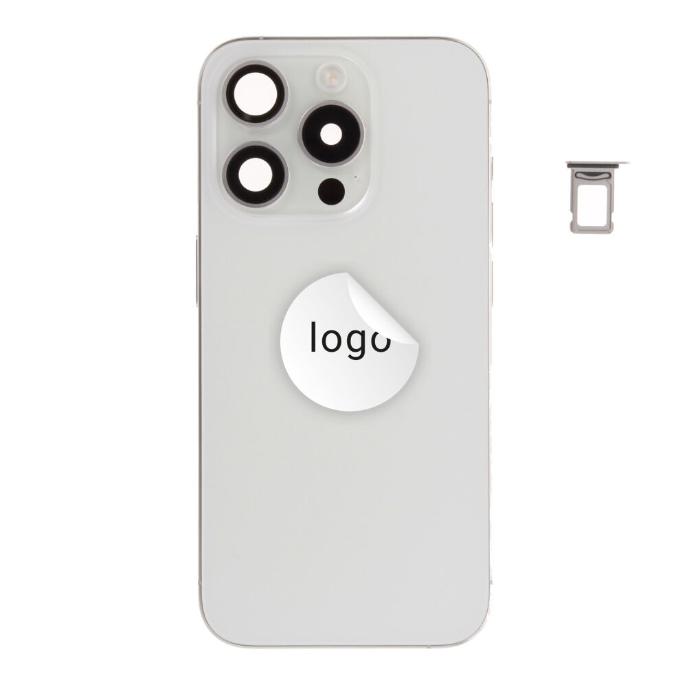 Rear Cover (Pulled B) incl. small parts - White, For iPhone 15 Pro