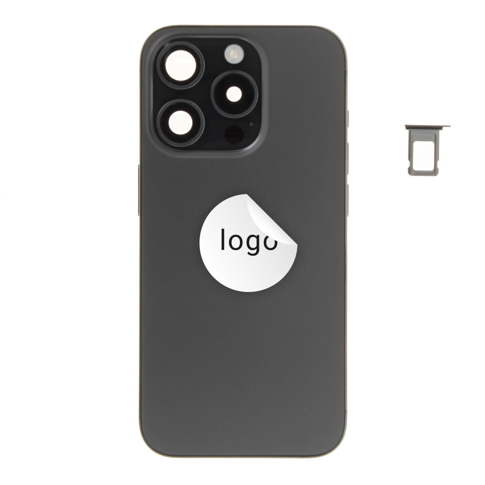 Rear Cover (Pulled A) incl. small parts - Black, For iPhone 15 Pro