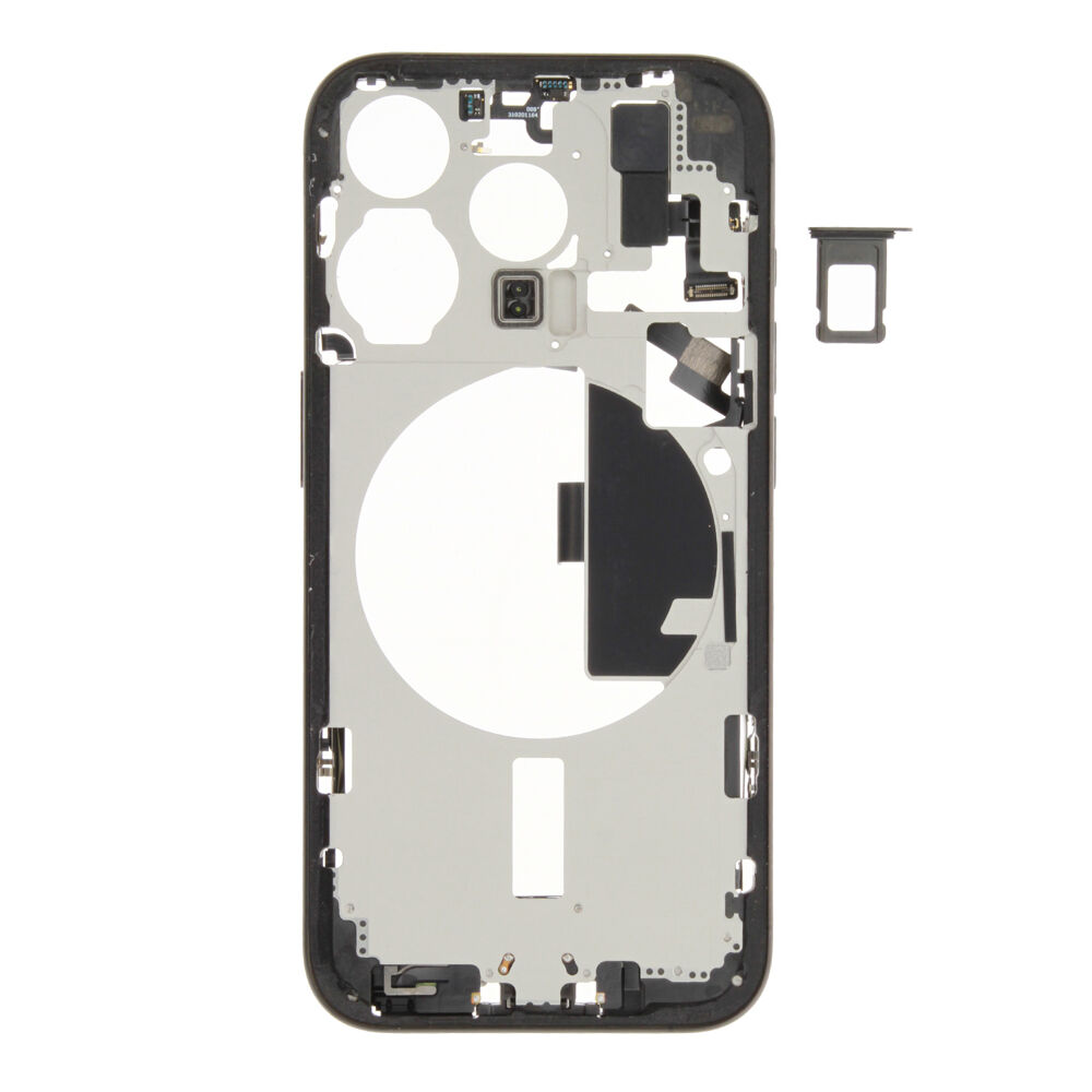 Middle Frame (Pulled B) incl. small parts - Black, For iPhone 15 Pro