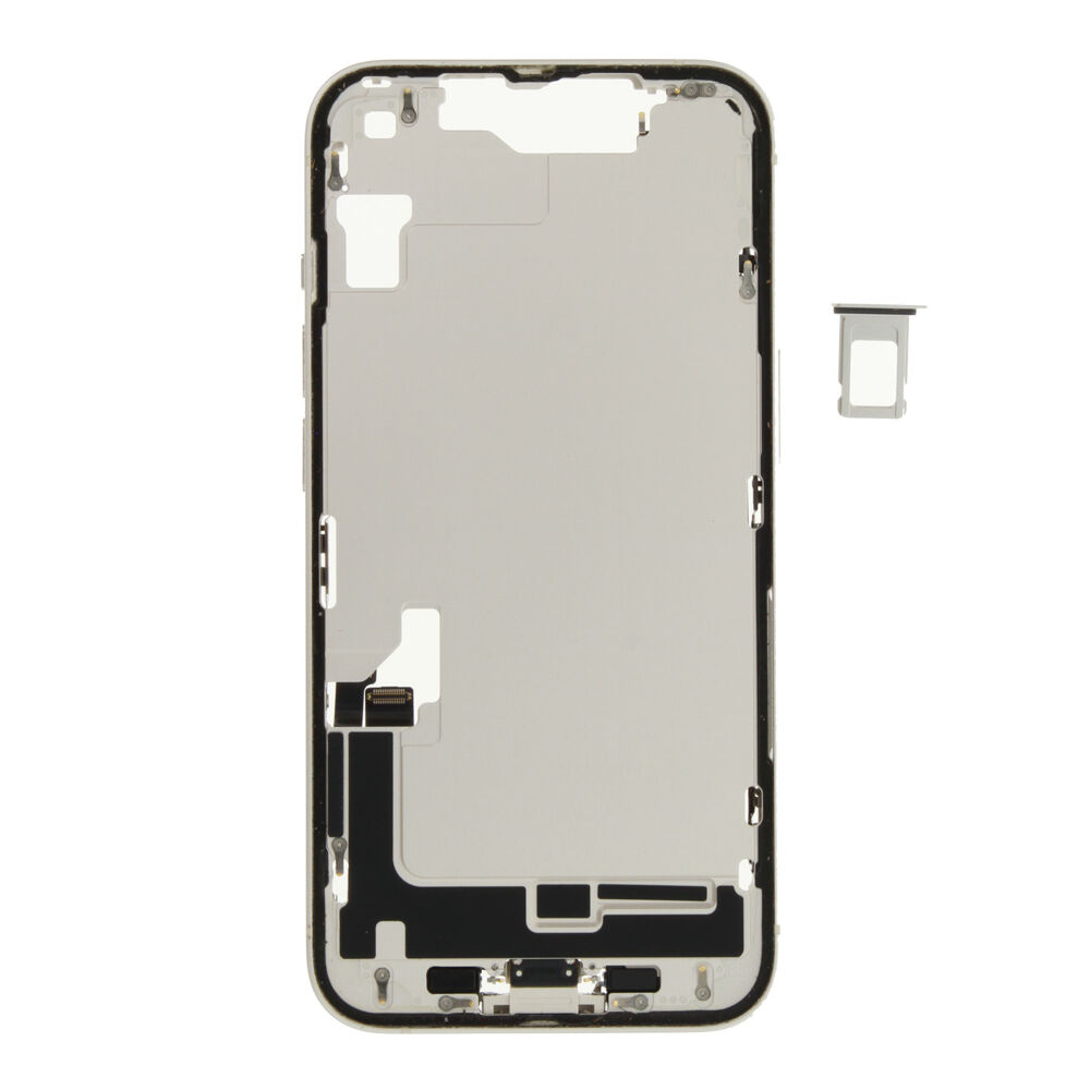 Middle Frame (Pulled B) incl. small parts - White, For iPhone 14
