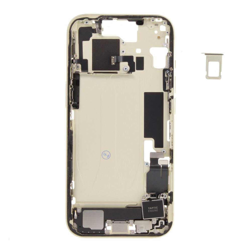 Middle Frame (Pulled B) incl. small parts - Yellow, For iPhone 15