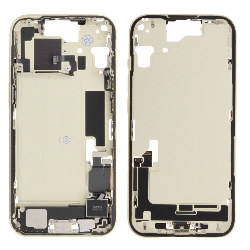 Rear Cover (Pulled C) incl. small parts - Yellow, For iPhone 15