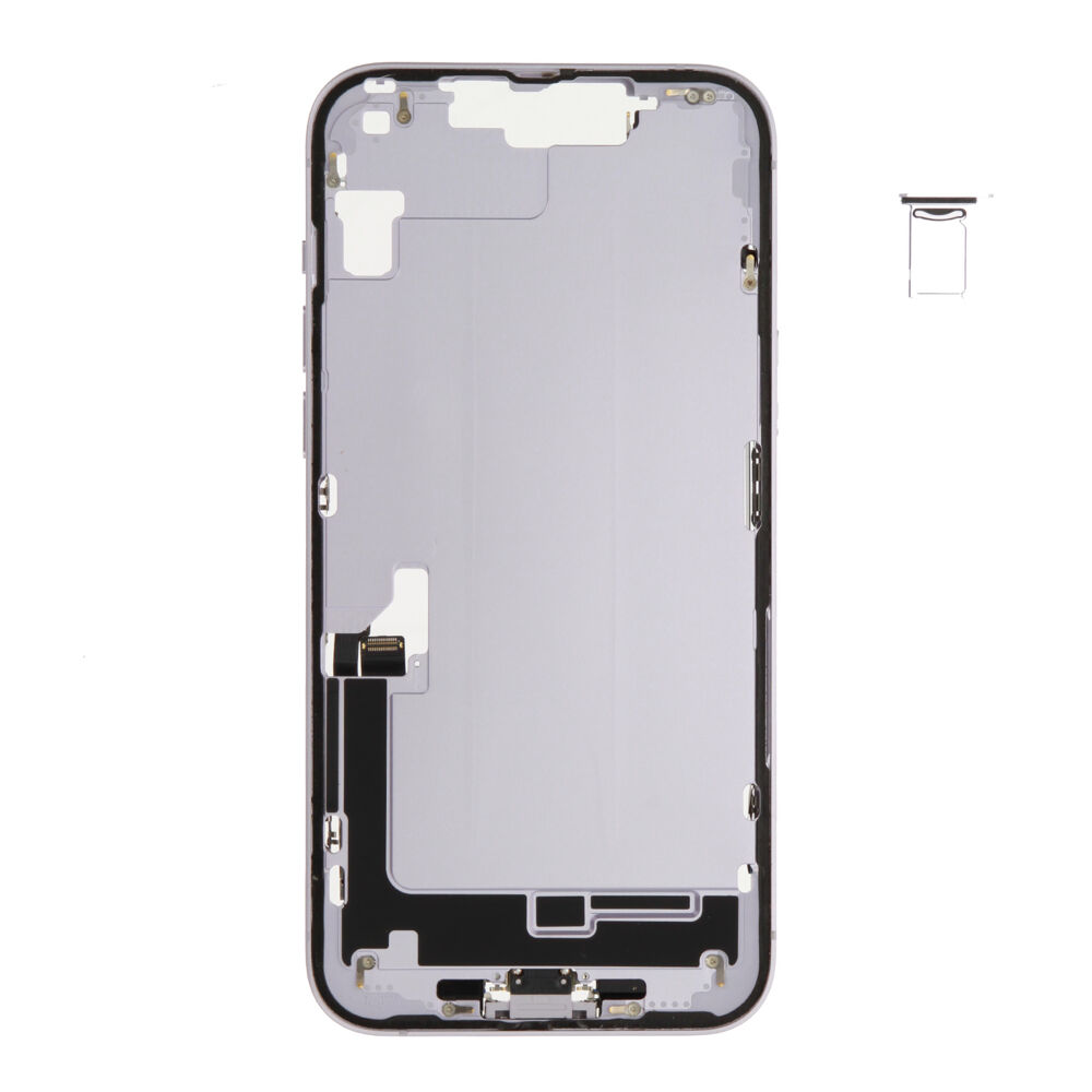Middle Frame (Pulled B) incl. small parts - Purple, For iPhone 14 Plus