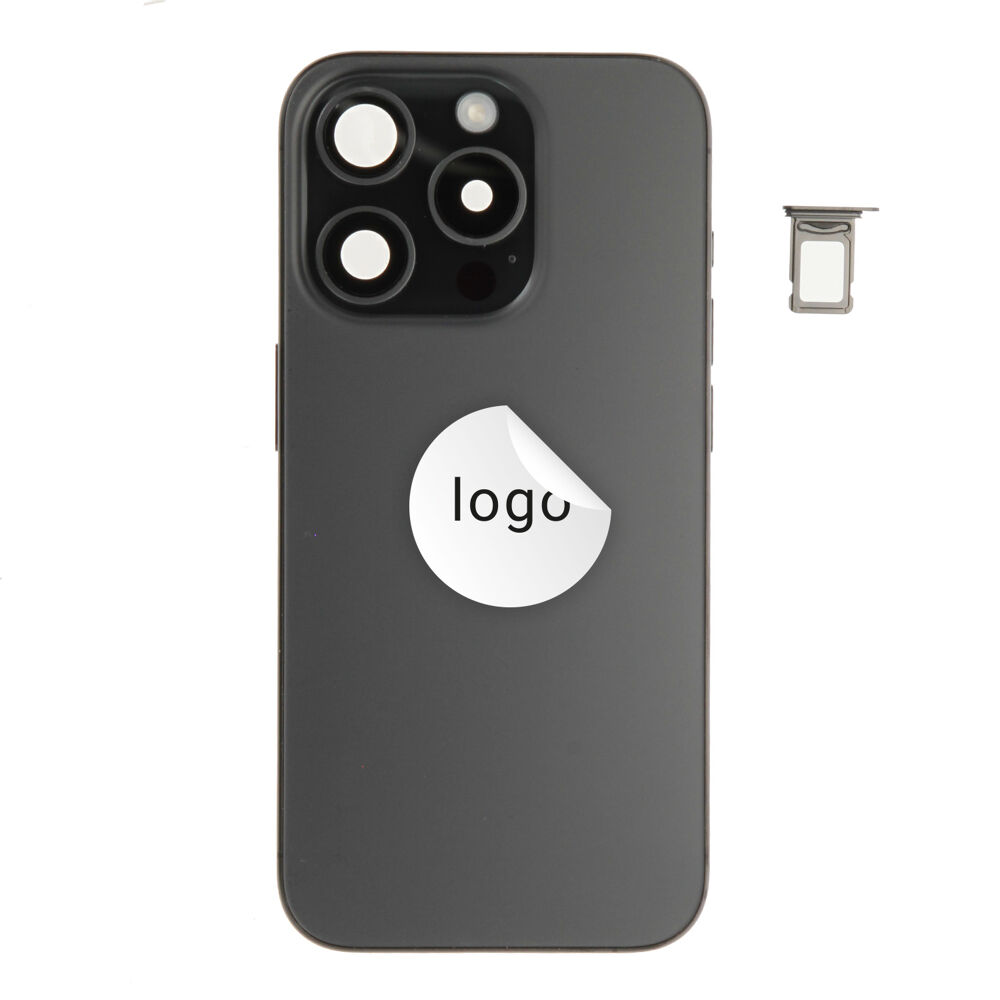 Rear Cover (Pulled B) incl. small parts - Black, For iPhone 15 Pro