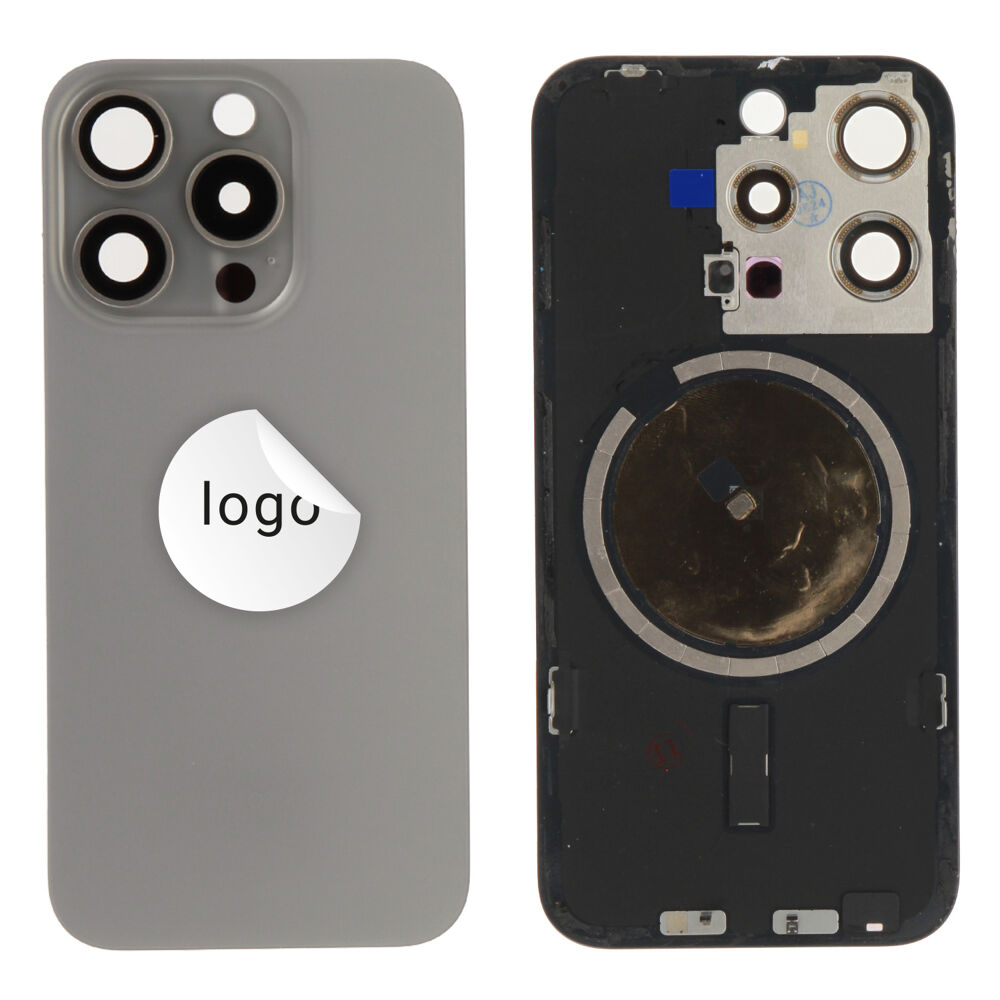 Rear Cover (Pulled A) excl. small parts - Grey, For iPhone 15 Pro