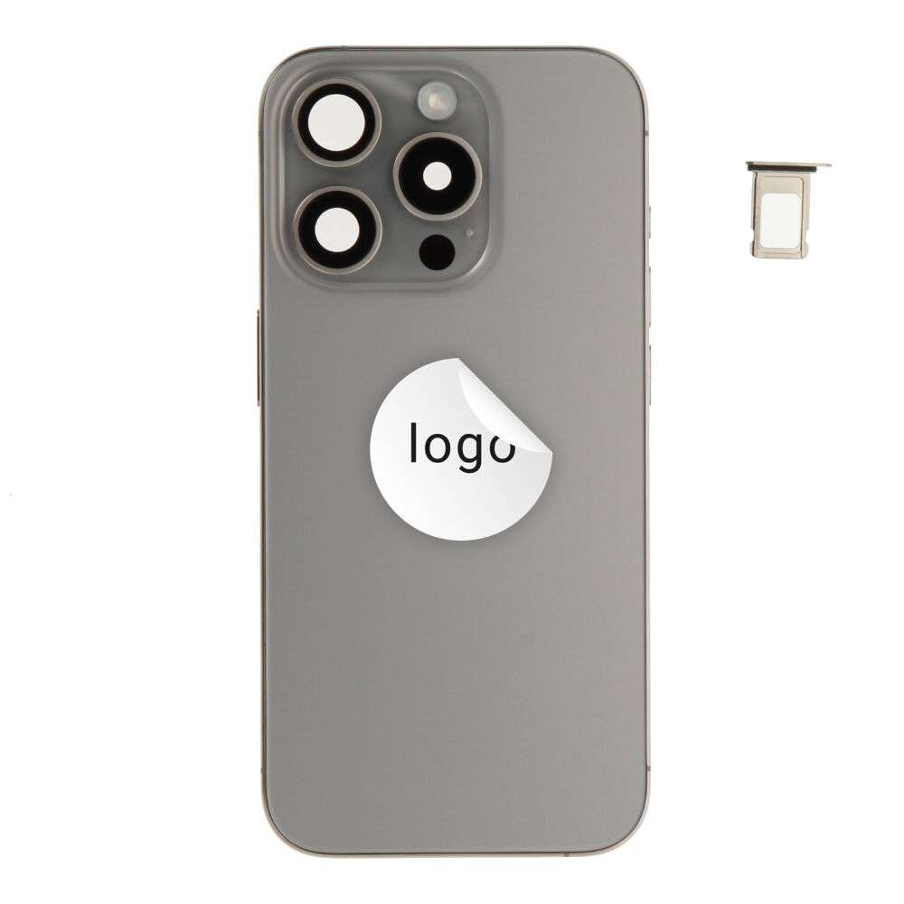 Rear Cover (Pulled A) incl. small parts - Grey, For iPhone 15 Pro