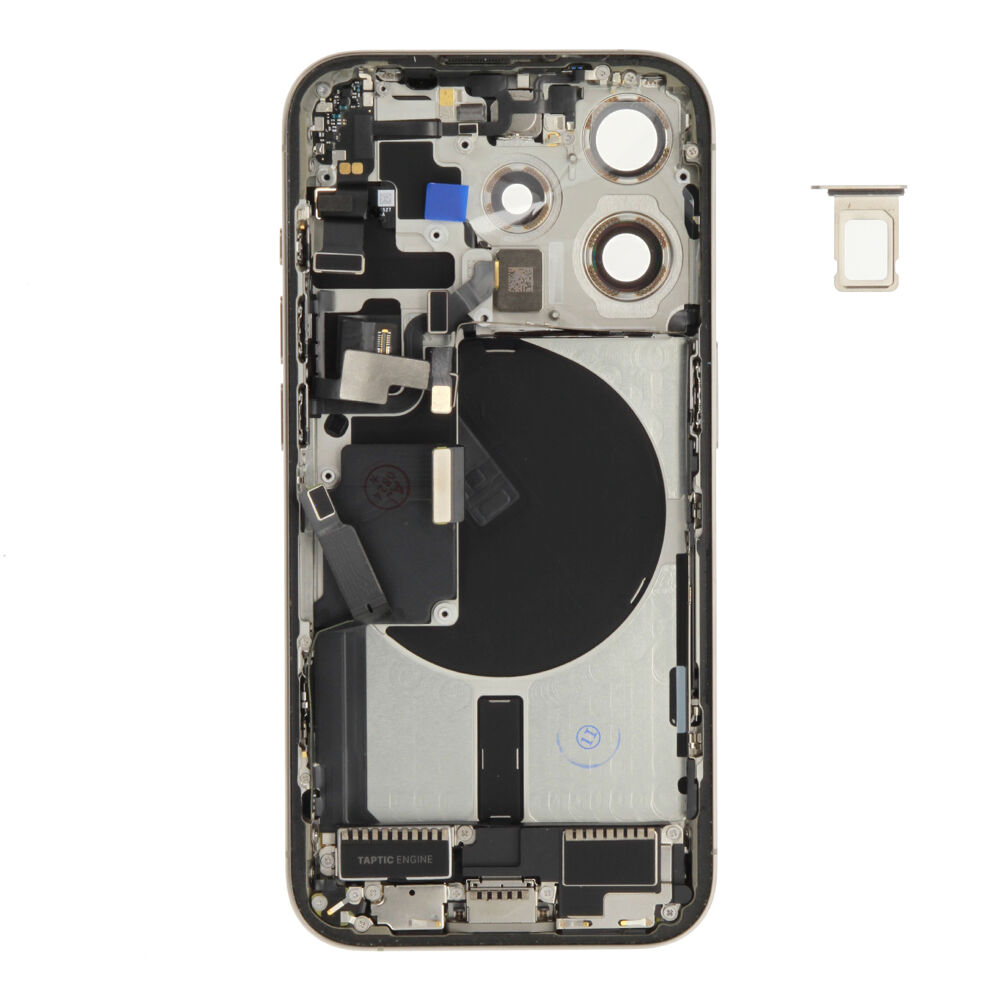 Rear Cover (Pulled A) incl. small parts - Grey, For iPhone 15 Pro