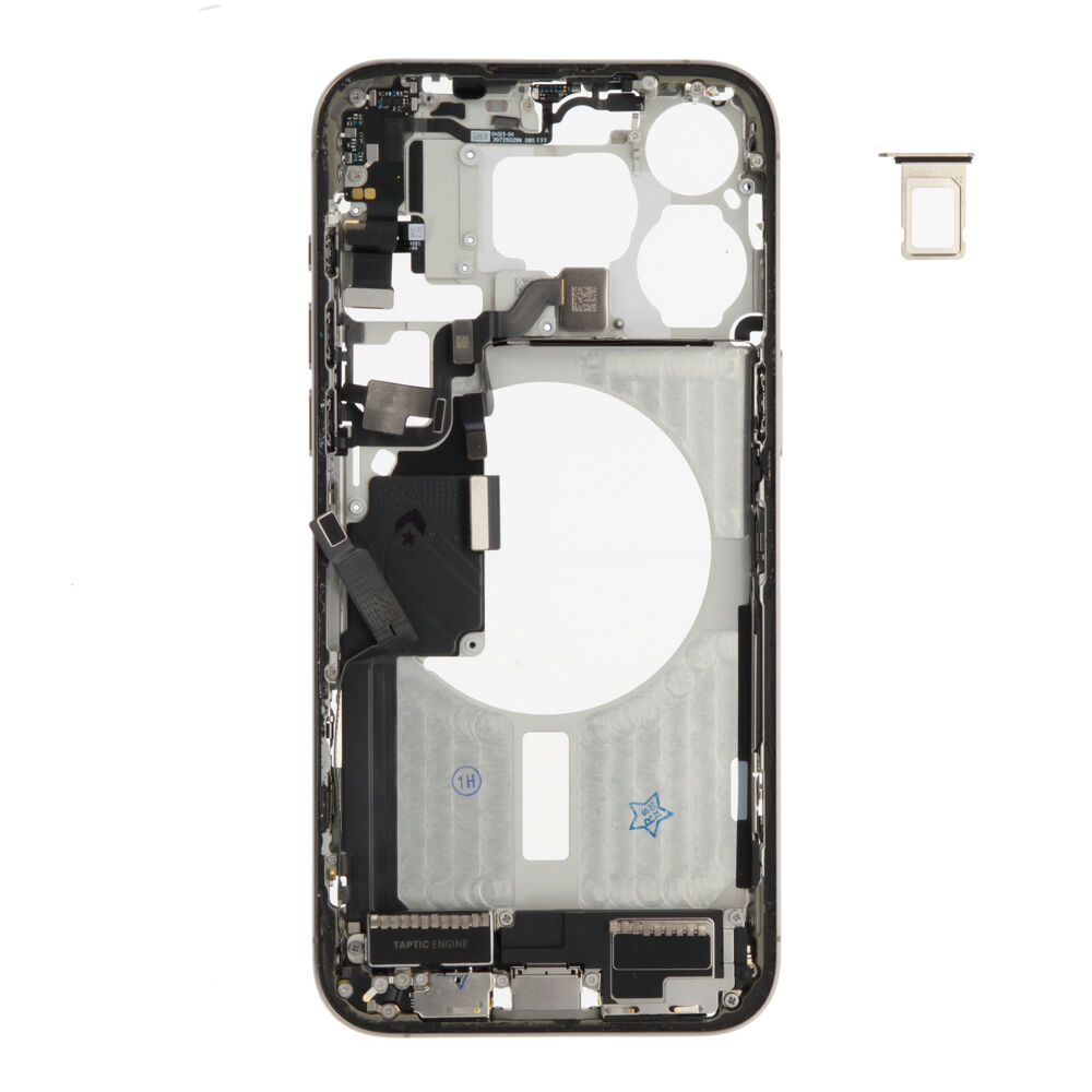 Middle Frame (Pulled A) incl. small parts - Grey, For iPhone 15 Pro Max