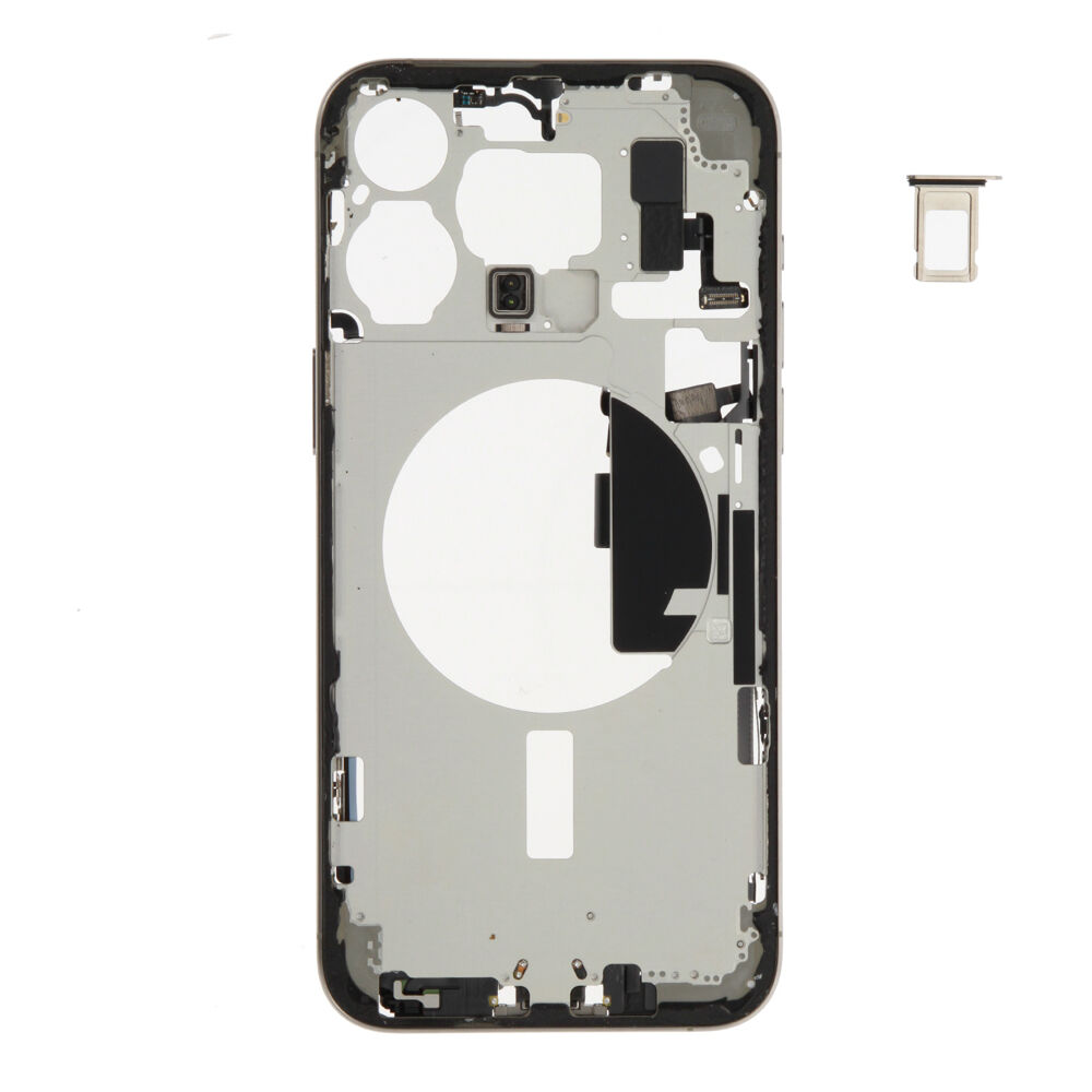 Middle Frame (Pulled B) incl. small parts - Grey, For iPhone 15 Pro Max