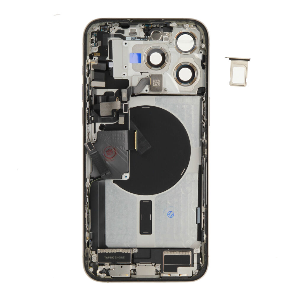 Rear Cover (Pulled A) incl. small parts - Grey, For iPhone 15 Pro Max