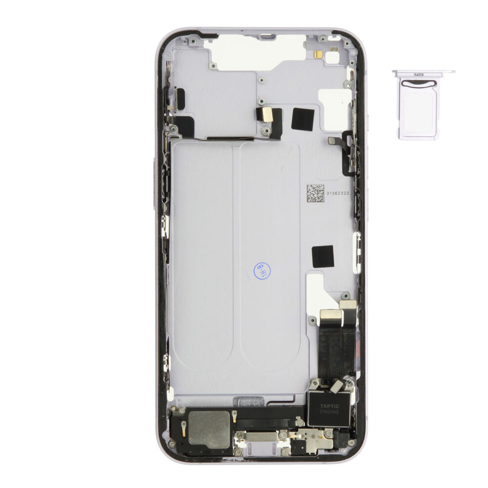 Middle Frame (Pulled C) incl. small parts - Purple, For iPhone 14